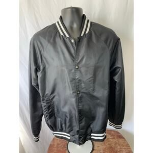 Elwood Black Satin Varsity Bomber Jacket Size M